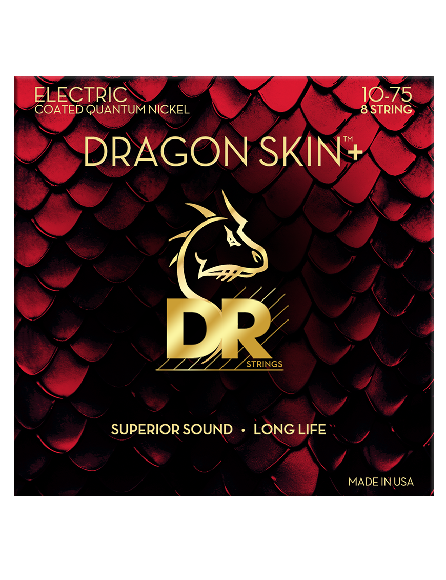 DR DRAGON SKIN+™ 10-75 Cuerdas Guitarra Eléctrica 8 Cuerdas Quantum Nickel Recubiertas