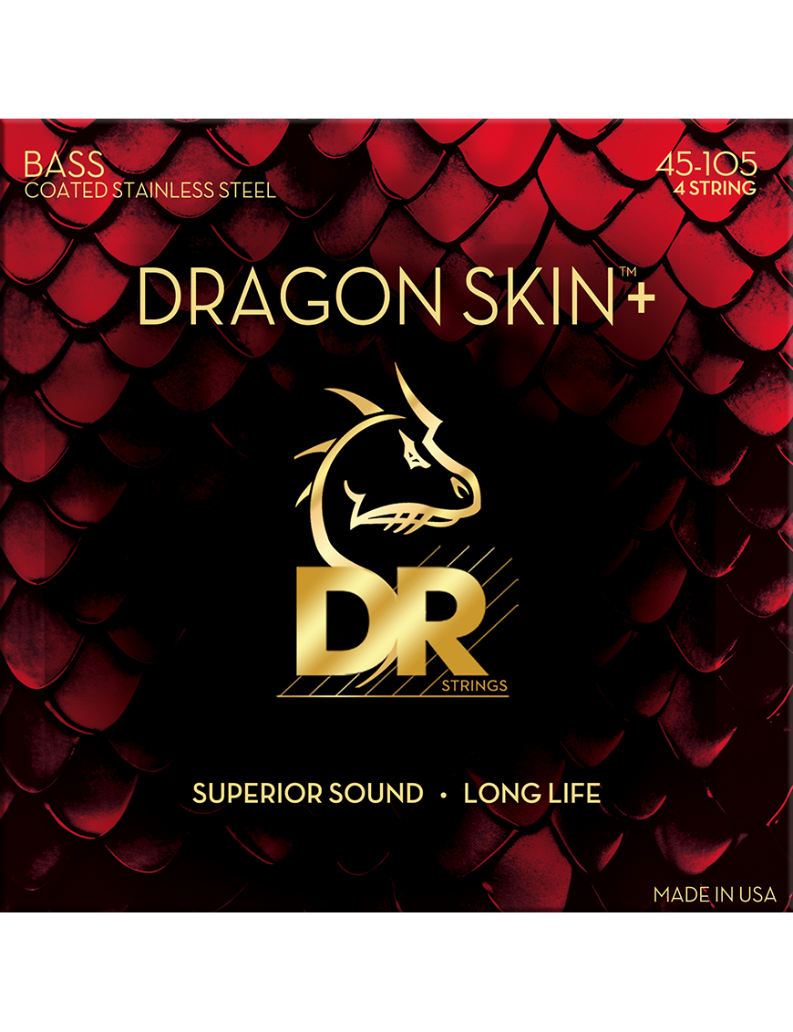 DR Dragon Skin+™ 45-105 Cuerdas Bajo Eléctrico Acero Recubiertas