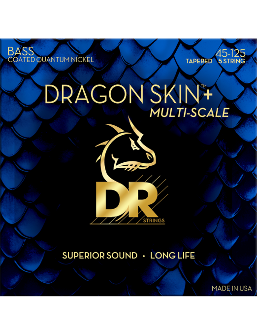 DR Dragon Skin+™ 45-125 Multiescala Cuerdas Bajo Eléctrico 5 Cuerdas Nickel Recubiertas