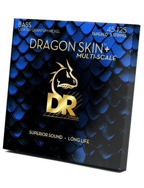 DR Dragon Skin+™ 45-125 Multiescala Cuerdas Bajo Eléctrico 5 Cuerdas Nickel Recubiertas