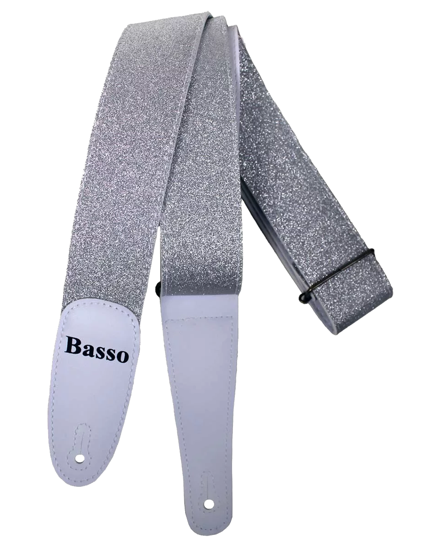 Basso® Glitter Correa Guitarra 5cm Largo: 145cm | Silver