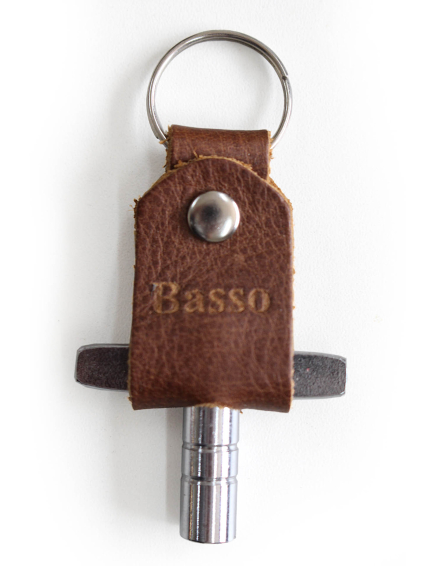 Basso® Llavero Cuero Porta Llave Afinación Batería Café