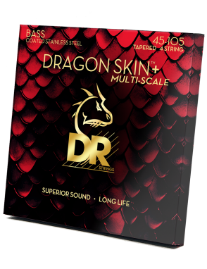 DR Dragon Skin+™ 45-105 Multiescala Cuerdas Bajo Eléctrico Acero Recubiertas