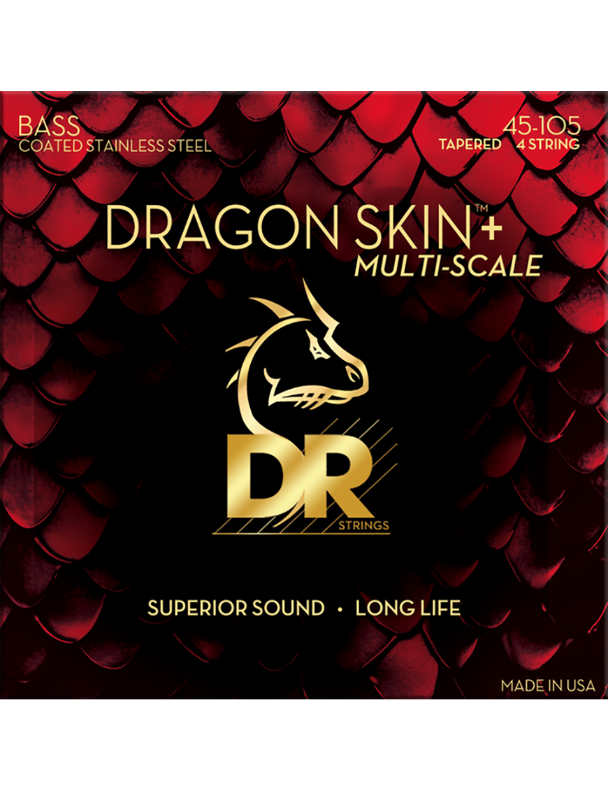 DR Dragon Skin+™ 45-105 Multiescala Cuerdas Bajo Eléctrico Acero Recubiertas