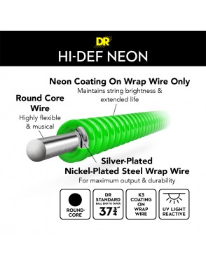 DR NEON™ Multi-Color 45-125 Cuerdas Bajo Eléctrico 5 Cuerdas Medium