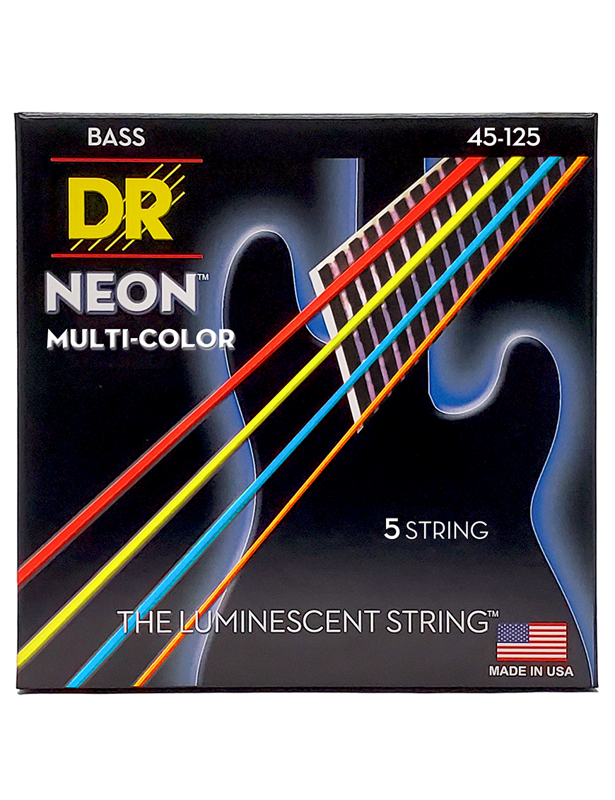 DR NEON™ Multi-Color 45-125 Cuerdas Bajo Eléctrico 5 Cuerdas Medium