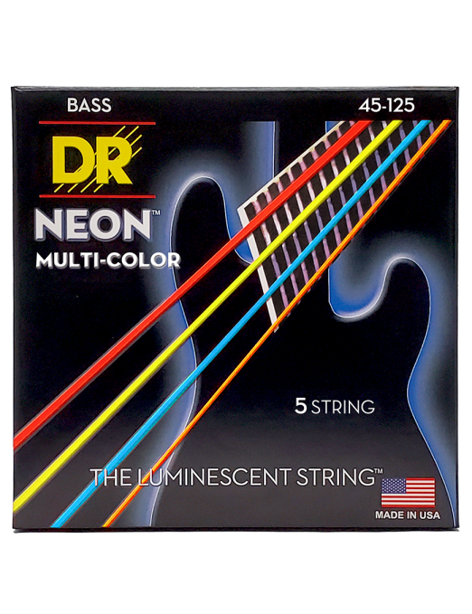 DR NEON™ Multi-Color 45-125 Cuerdas Bajo Eléctrico 5 Cuerdas Medium