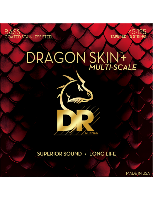 DR Dragon Skin+™ 45-125 Multiescala Cuerdas Bajo Eléctrico 5 Cuerdas Acero Recubiertas