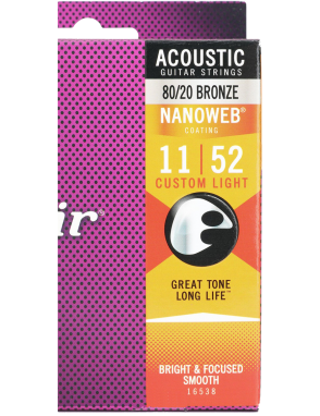 Elixir® 11-52 NANOWEB® 3Pack Cuerdas Guitarra Acústica Recubiertas Custom Light Bronze