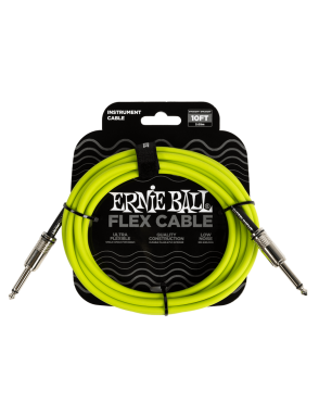 Ernie Ball® 6414 Flex Cables Instrumentos Plug ¼" Recto a Plug ¼" Recto Green| 3.05Mt