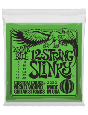 Ernie Ball® 2230 8-40 SLINKY® Cuerdas Guitarra Eléctrica 12 Cuerdas  NICKEL