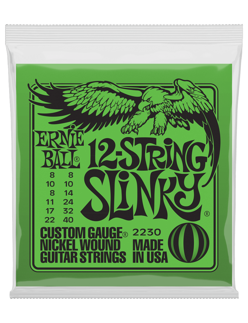 Ernie Ball® 2230 8-40 SLINKY® Cuerdas Guitarra Eléctrica 12 Cuerdas  NICKEL