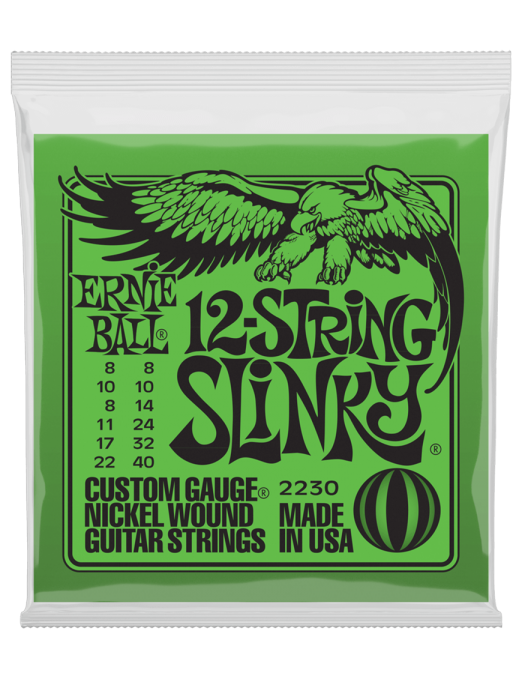 Ernie Ball® 2230 8-40 SLINKY® Cuerdas Guitarra Eléctrica 12 Cuerdas  NICKEL