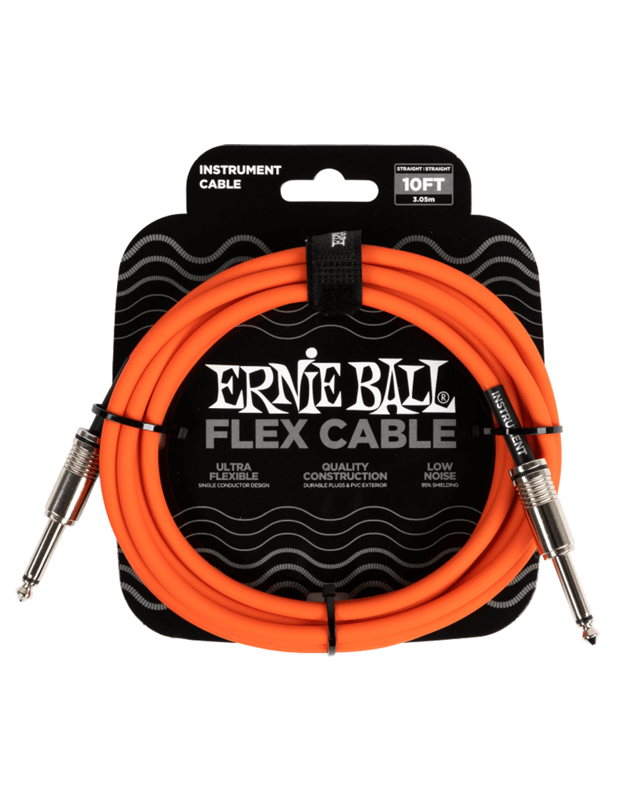 Ernie Ball® 6416 Flex Cables Instrumentos Plug ¼" Recto a Plug ¼" Recto Orange| 3.05Mt