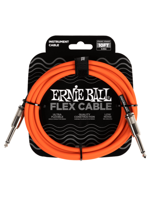 Ernie Ball® 6416 Flex Cables Instrumentos Plug ¼" Recto a Plug ¼" Recto Orange| 3.05Mt