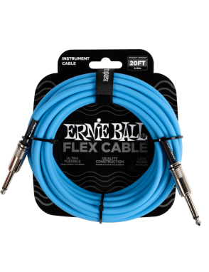 Ernie Ball® 6417 Flex Cables Instrumentos Plug ¼" Recto a Plug ¼" Recto Blue| 6.10Mt