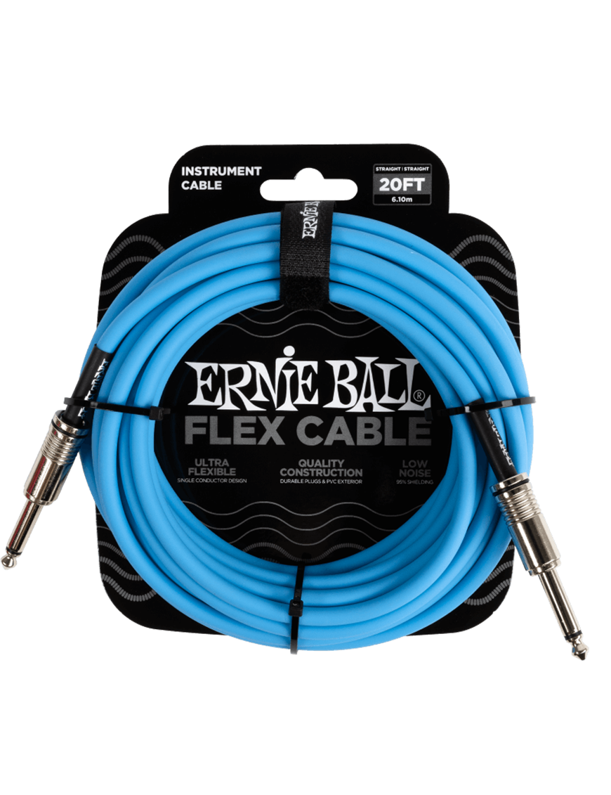 Ernie Ball® 6417 Flex Cables Instrumentos Plug ¼" Recto a Plug ¼" Recto Blue| 6.10Mt