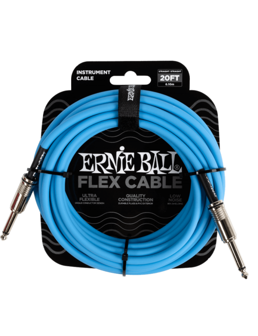 Ernie Ball® 6417 Flex Cables Instrumentos Plug ¼" Recto a Plug ¼" Recto Blue| 6.10Mt