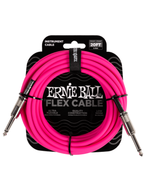 Ernie Ball® 6418 Flex Cables Instrumentos Plug ¼" Recto a Plug ¼" Recto Pink | 6.10Mt