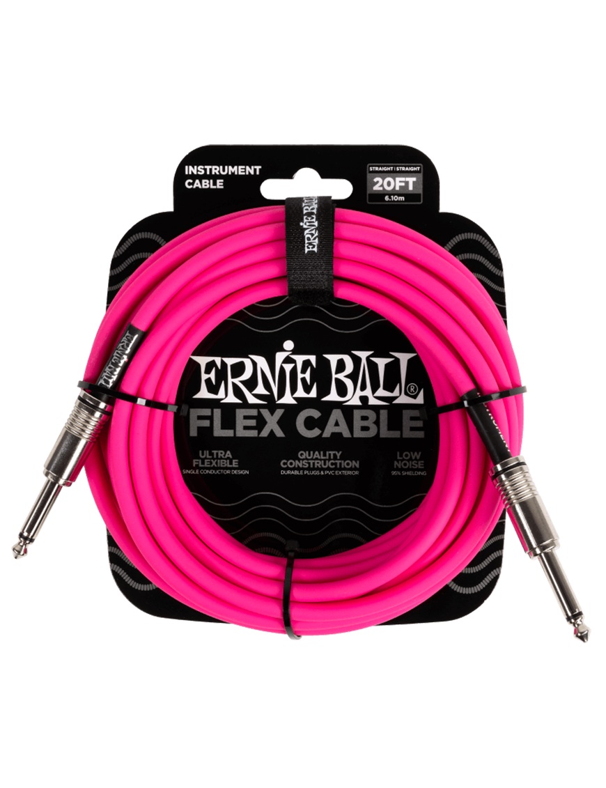 Ernie Ball® 6418 Flex Cables Instrumentos Plug ¼" Recto a Plug ¼" Recto Pink | 6.10Mt