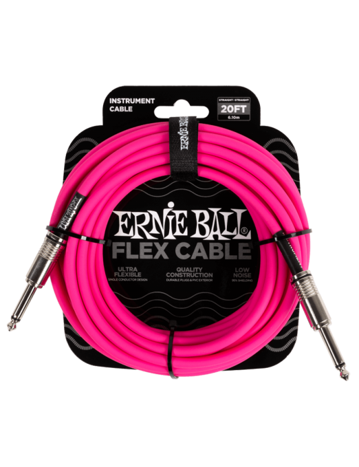 Ernie Ball® 6418 Flex Cables Instrumentos Plug ¼" Recto a Plug ¼" Recto Pink | 6.10Mt