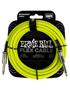 Ernie Ball® 6419 Flex Cables Instrumentos Plug ¼" Recto a Plug ¼" Recto Green | 6.10Mt