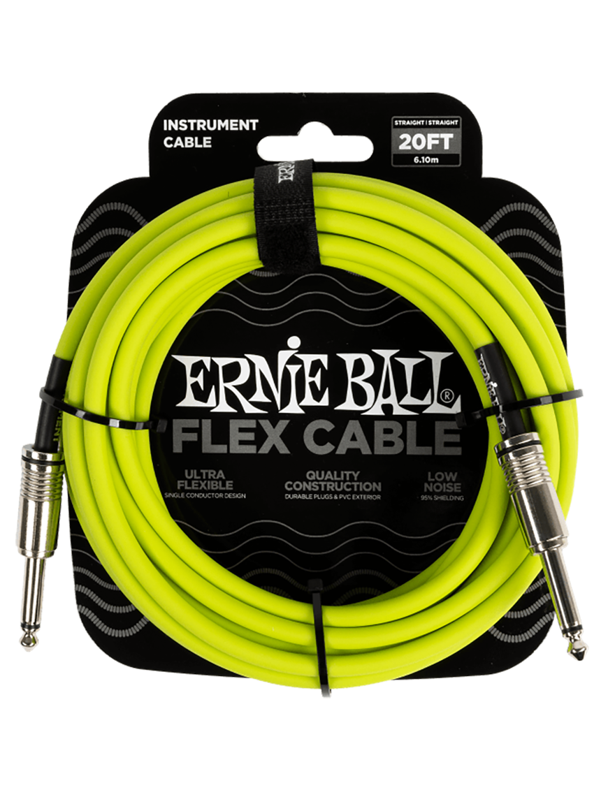 Ernie Ball® 6419 Flex Cables Instrumentos Plug ¼" Recto a Plug ¼" Recto Green | 6.10Mt