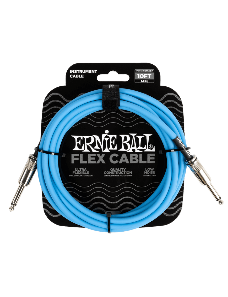 Ernie Ball® 6412 Flex Cables Instrumentos Plug ¼" Recto a Plug ¼" Recto Blue| 3.05Mt