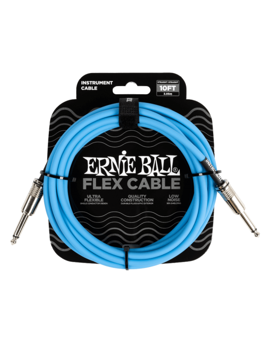 Ernie Ball® 6412 Flex Cables Instrumentos Plug ¼" Recto a Plug ¼" Recto Blue| 3.05Mt