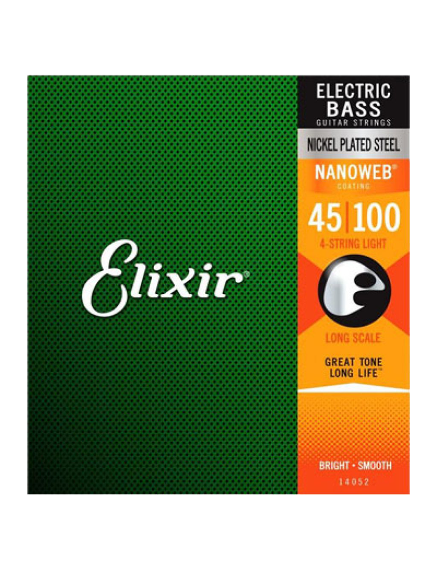 Elixir® 14052 45-100 NANOWEB® Cuerdas Bajo Eléctrico Recubiertas Light Medium Nickel Plated Steel