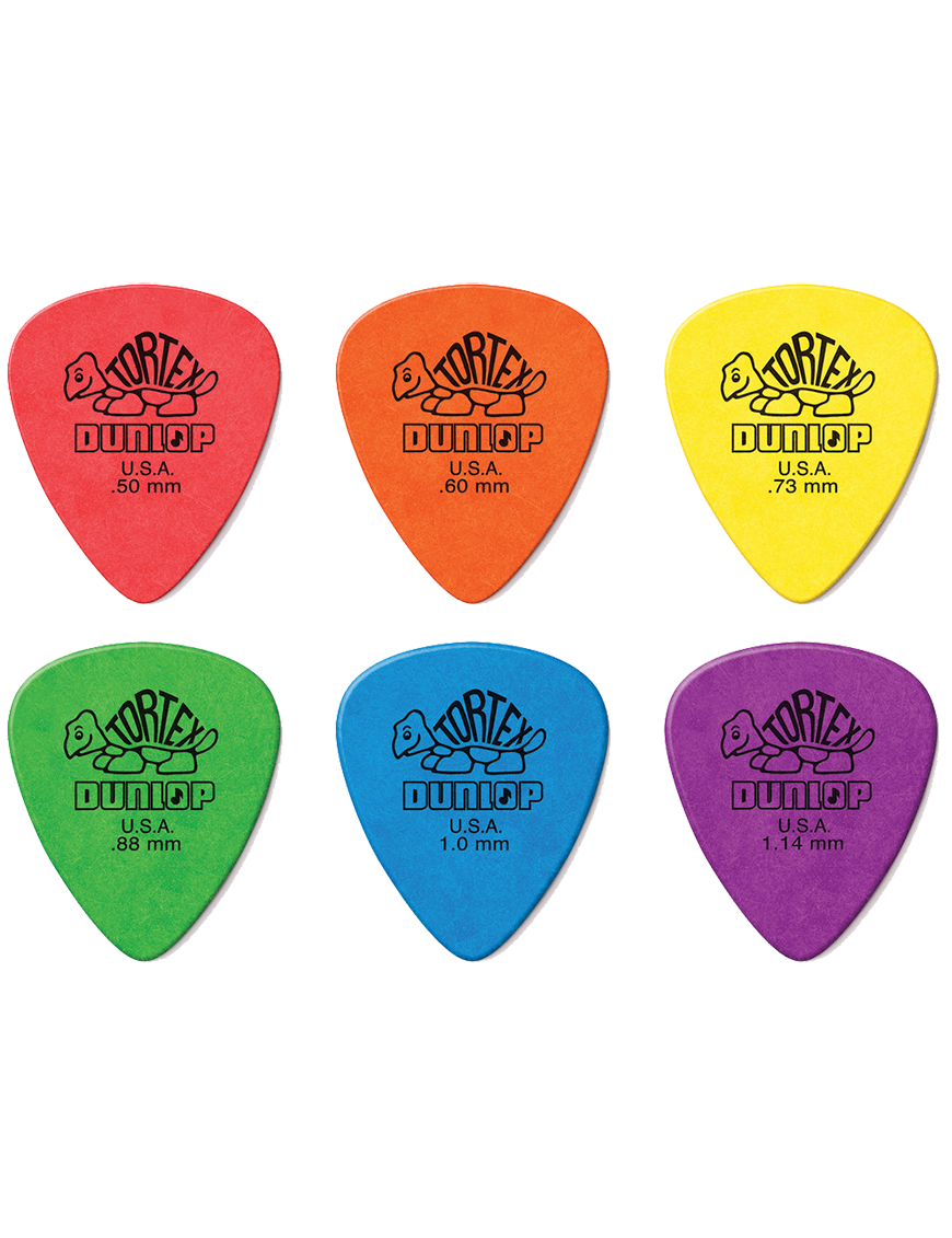 Dunlop® PVP418 Tortex® Variety Pack Uñetas Calibres: .50, .60, .73, .88, 1.00, 1.14 | 12 Unidades