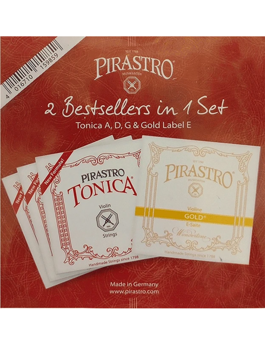 PIRASTRO® TONICA® Cuerdas Violín Set 4/4 Mi Gold Ball