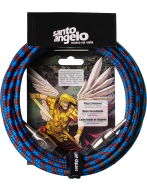 Santo Angelo® ANGEL Textil 4.57mt Cable Instrumento Plug ¼" Recto a Plug ¼" L 90° OFHC