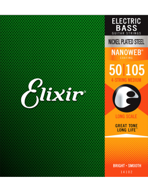 Elixir® 14102 50-105 NANOWEB® Cuerdas Bajo Eléctrico Recubiertas Medium Nickel Plated Steel