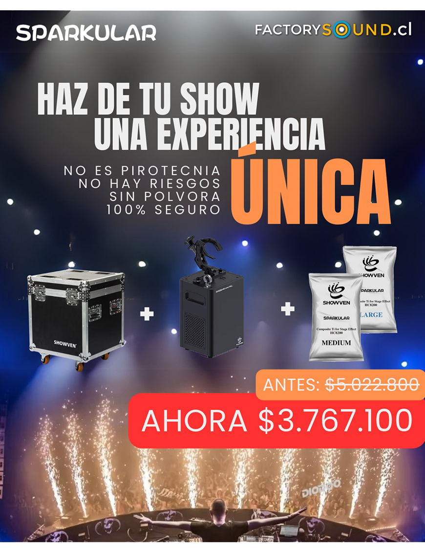 Pack1 Sparkular® BT14 Máquina Chispa Fría Showven® Cascada Mini Fall