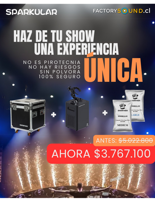 Pack1 Sparkular® BT14 Máquina Chispa Fría Showven® Cascada Mini Fall