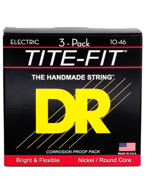 DR TITE-FIT™ 10-46 3Pack Cuerdas Guitarra Eléctrica Medium