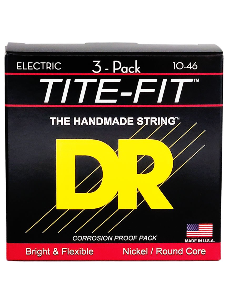 DR TITE-FIT™ 10-46 3Pack Cuerdas Guitarra Eléctrica Medium