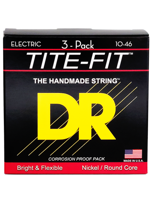 DR TITE-FIT™ 10-46 3Pack Cuerdas Guitarra Eléctrica Medium