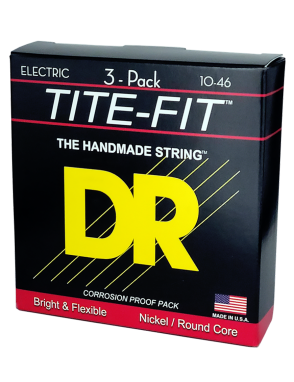 DR TITE-FIT™ 10-46 3Pack Cuerdas Guitarra Eléctrica 6 Cuerdas Medium