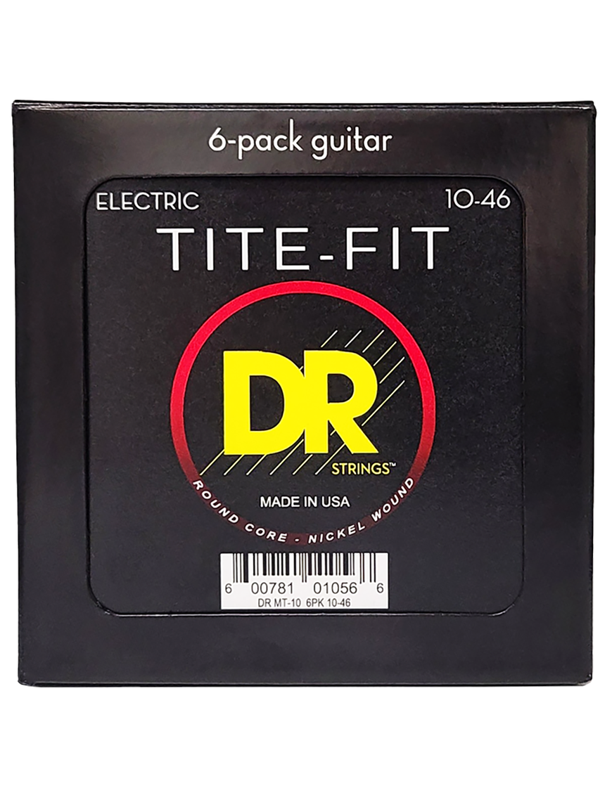 DR TITE-FIT™ 10-46 6Pack Cuerdas Guitarra Eléctrica Medium