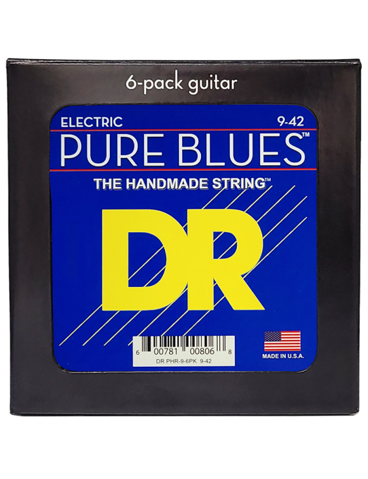 DR PURE BLUES™ 9-42 6Pack Cuerdas Guitarra Eléctrica Light