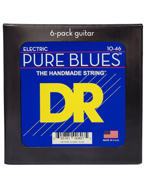 DR PURE BLUES™ 10-46 6Pack Cuerdas Guitarra Eléctrica Medium