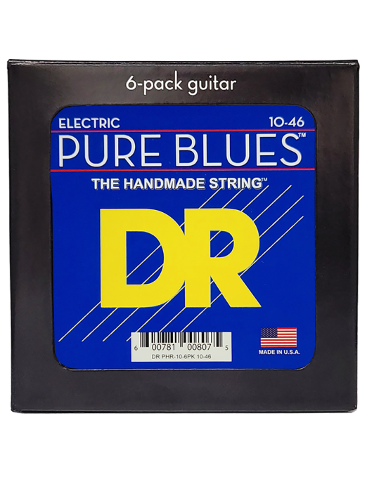 DR PURE BLUES™ 10-46 6Pack Cuerdas Guitarra Eléctrica Medium