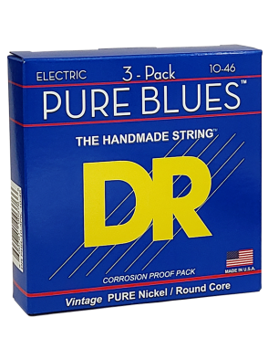 DR PURE BLUES™ 10-46 3Pack Cuerdas Guitarra Eléctrica Medium