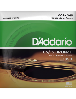 D'Addario EZ890 9-45 Cuerdas Guitarra Acústica 85/15 Bronze