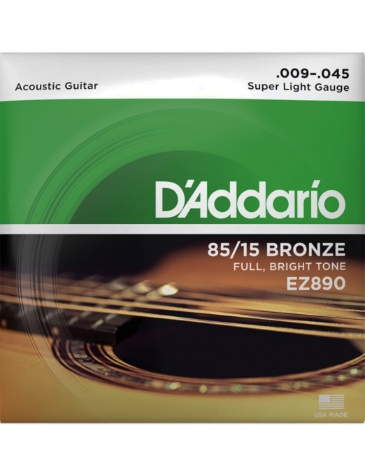 D'Addario EZ890 9-45 Cuerdas Guitarra Acústica 85/15 Bronze