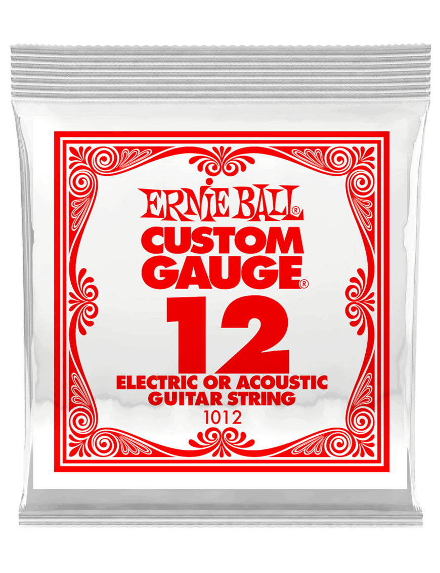 Ernie Ball® 1012 Cuerdas Guitarra Acústica o Eléctrica Plain Steel Custom Gauge® Calibre: .012
