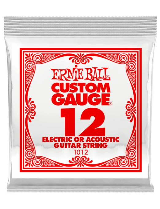 Ernie Ball® 1012 Cuerdas Guitarra Acústica o Eléctrica Plain Steel Custom Gauge® Calibre: .012
