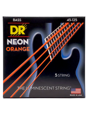 DR Hi-DEF NEON™ Orange 45-125 Cuerdas Bajo Eléctrico 5 Cuerdas Medium | Naranjo